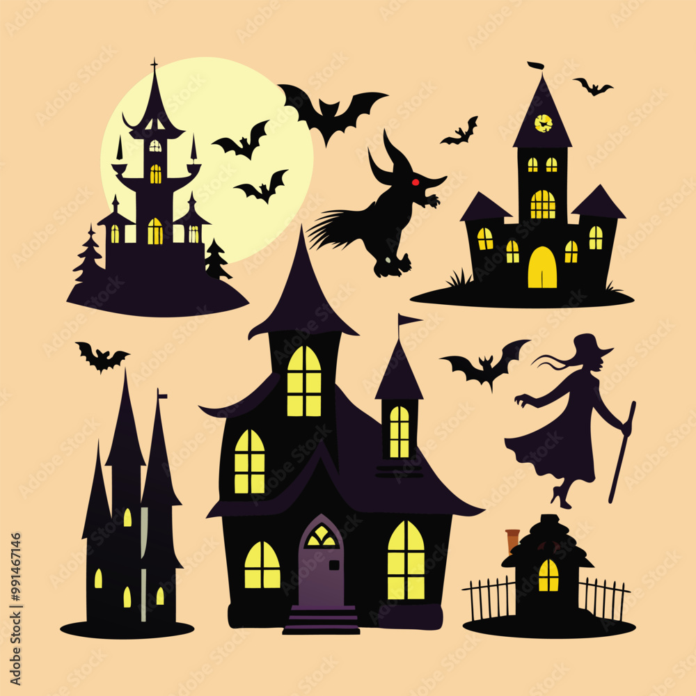 Spooky Halloween 2024,vector Set: Festive and Creepy Illustrations Spooky Halloween 2024,vector Set: Festive and Creepy Illustrations