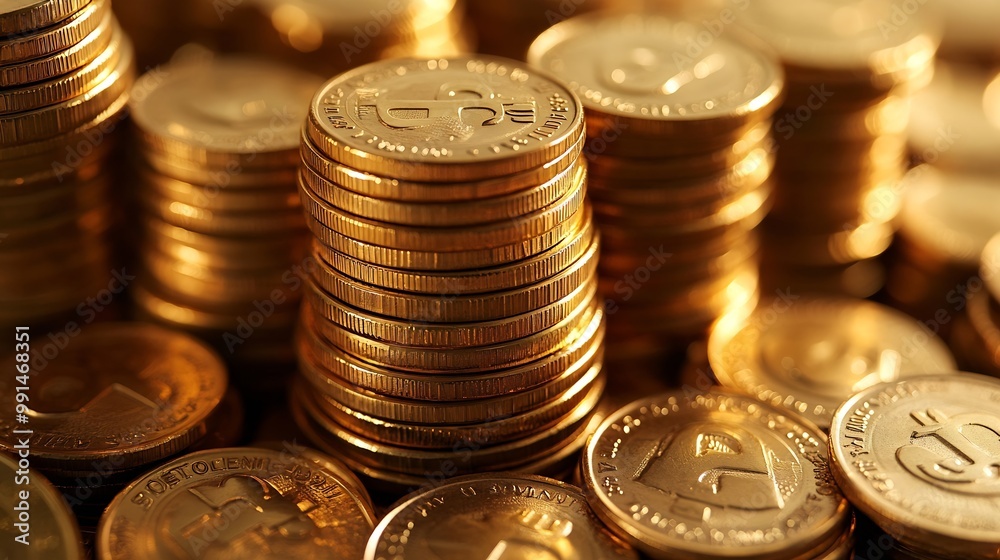 stacks of gold money coin background concept saving money : Generative AI stacks of gold money coin background concept saving money : Generative AI