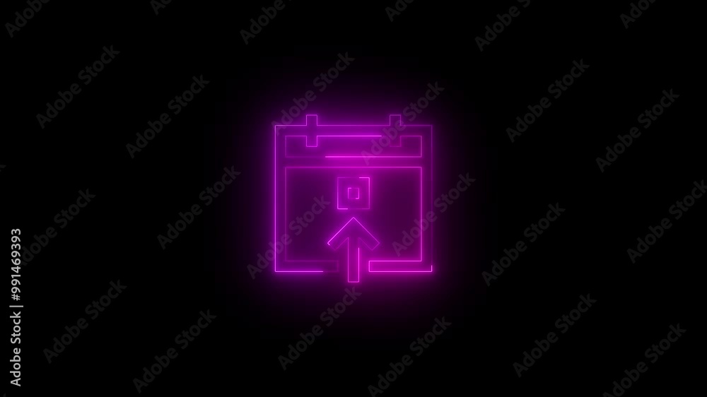 Neon goto today icon glowing black background animation