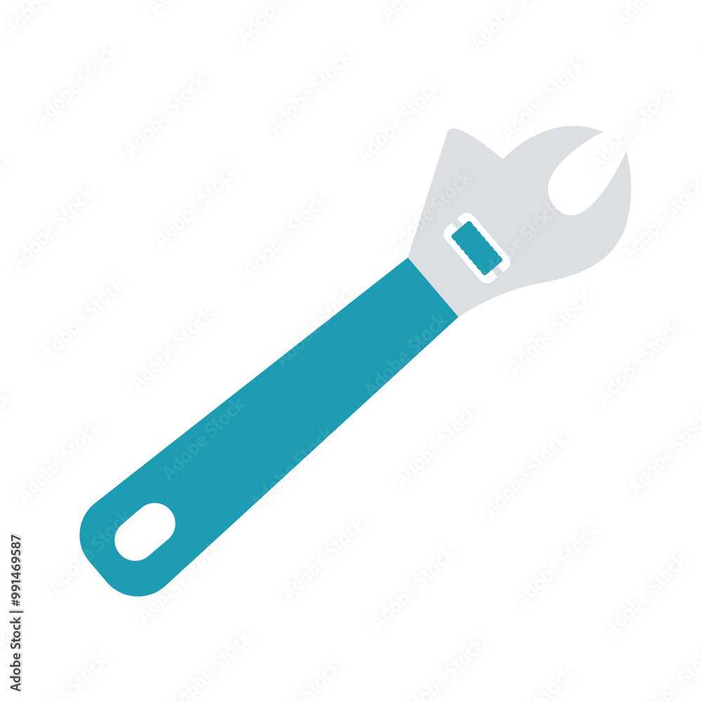 Adjustable wrench in flat design. Repair instrument for bike service. Vector illustration isolated. Adjustable wrench in flat design. Repair instrument for bike service. Vector illustration isolated.