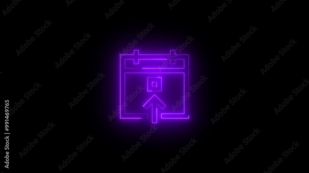 Neon goto today icon glowing black background animation Neon goto today icon glowing black background animation
