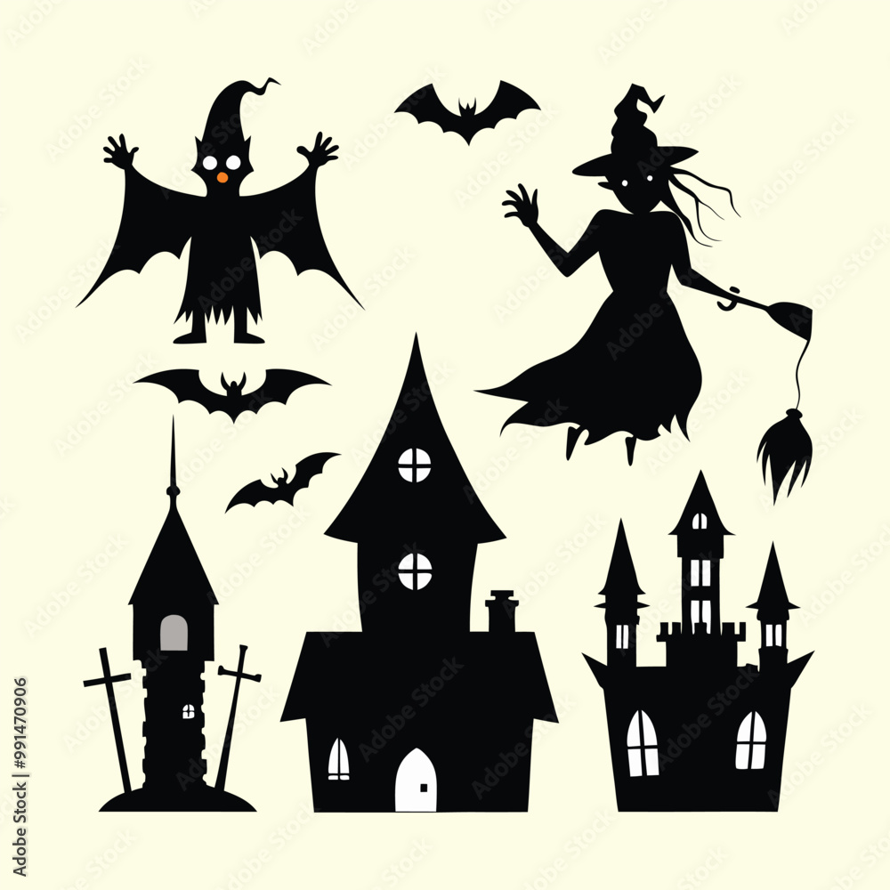 Spooky Halloween 2024,vector Set: Festive and Creepy Illustrations Spooky Halloween 2024,vector Set: Festive and Creepy Illustrations