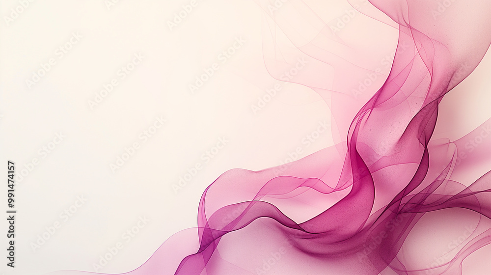 Minimalist design with clean, flowing lines forming a woman from pink smoke. Isolated on a white background. Minimalist design with clean, flowing lines forming a woman from pink smoke. Isolated on a white background.