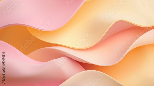 Gentle organic shapes in soft pink and light yellow on a minimal open background