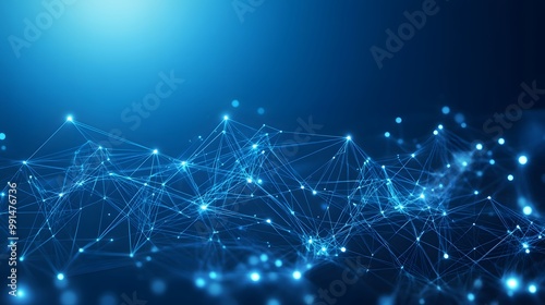 Abstract Blue Network with Glowing Nodes and Lines