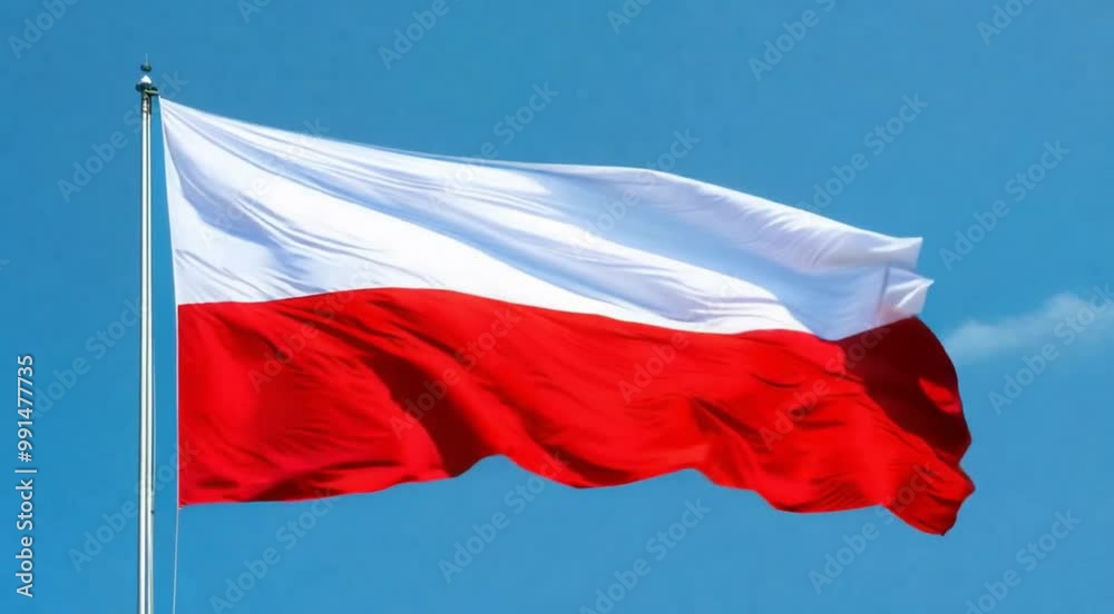 White & Red Polish Flag Waving Animation Video White & Red Polish Flag Waving Animation Video