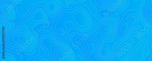 Contour Line Art A Digital Topography of Ocean Depths and Mountain Terrain with Blue Geometric Patterns and GPS Navigation Design
