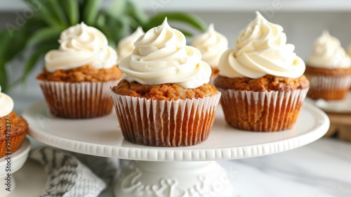 Moist carrot cake cupcakes with cream cheese frosting