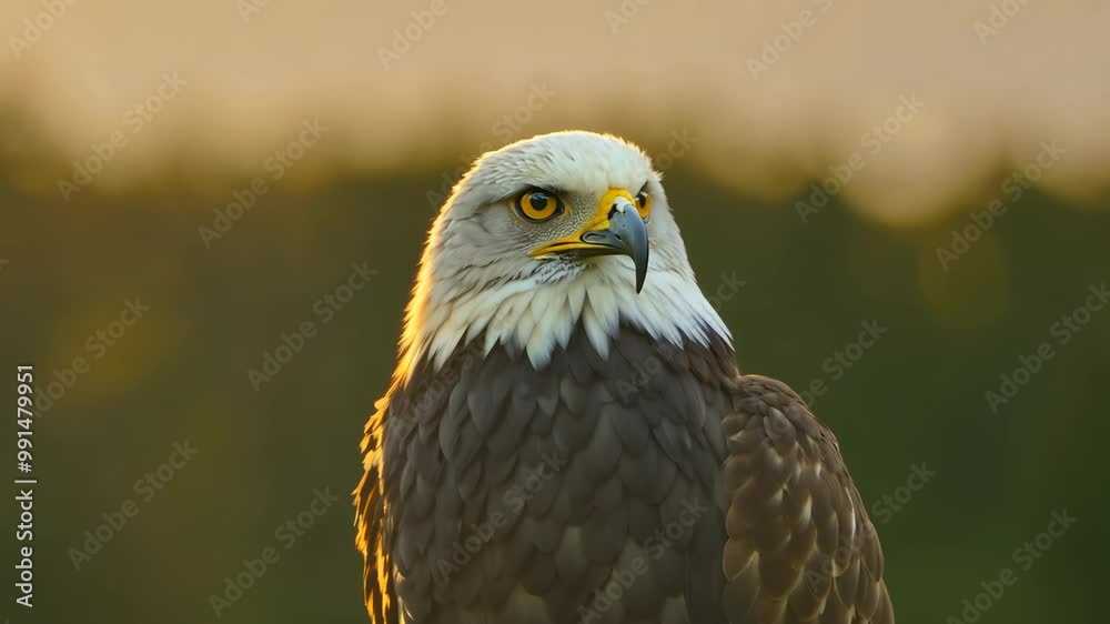 Breathtaking bald eagle perched gracefully on a branch during sunset Breathtaking bald eagle perched gracefully on a branch during sunset