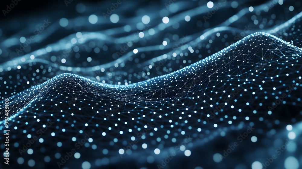 Abstract Blue Network with Glowing Points Abstract Blue Network with Glowing Points