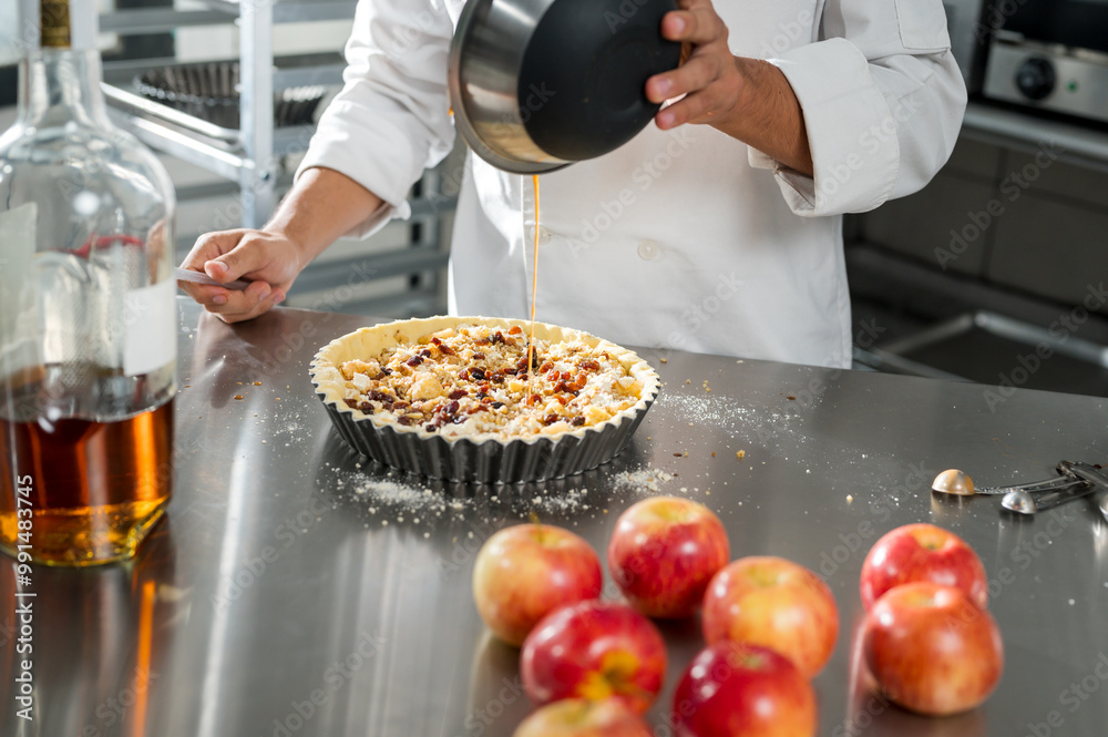 Pastry chef adds natural ingredients to his desserts. Pastry chef adds natural ingredients to his desserts.