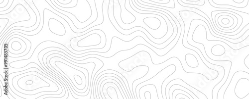 Geographic Terrain Model A Monochrome Topography Concept with Striped Contours and Grid Lines in an Earth-inspired Graphic Template 