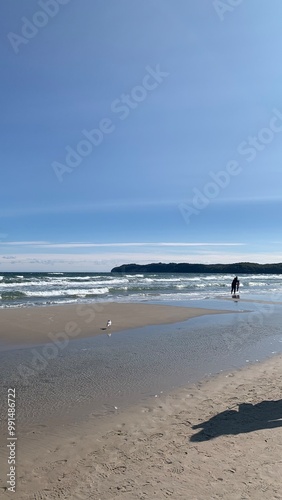 walking on the beach