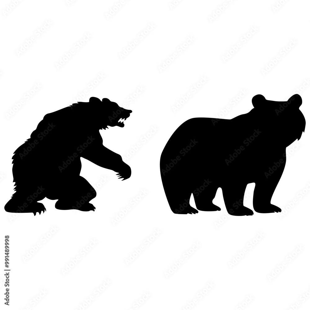 Fototapeta premium Bear silhouettes on the white background