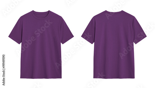 Purple T shirt Mockup, Front and Back View