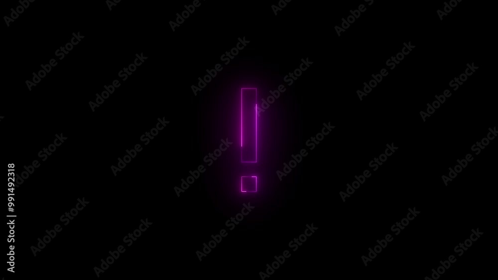 Neon important icon glowing black background animation Neon important icon glowing black background animation