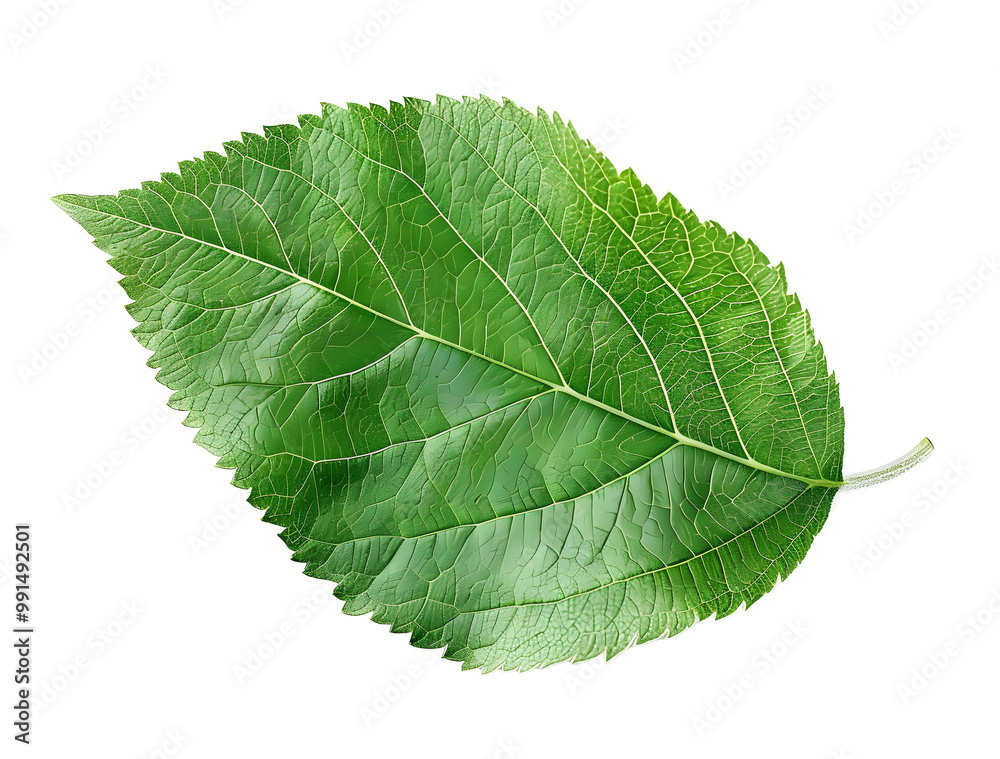 Fototapeta premium Green apple leaf isolated on transparent background