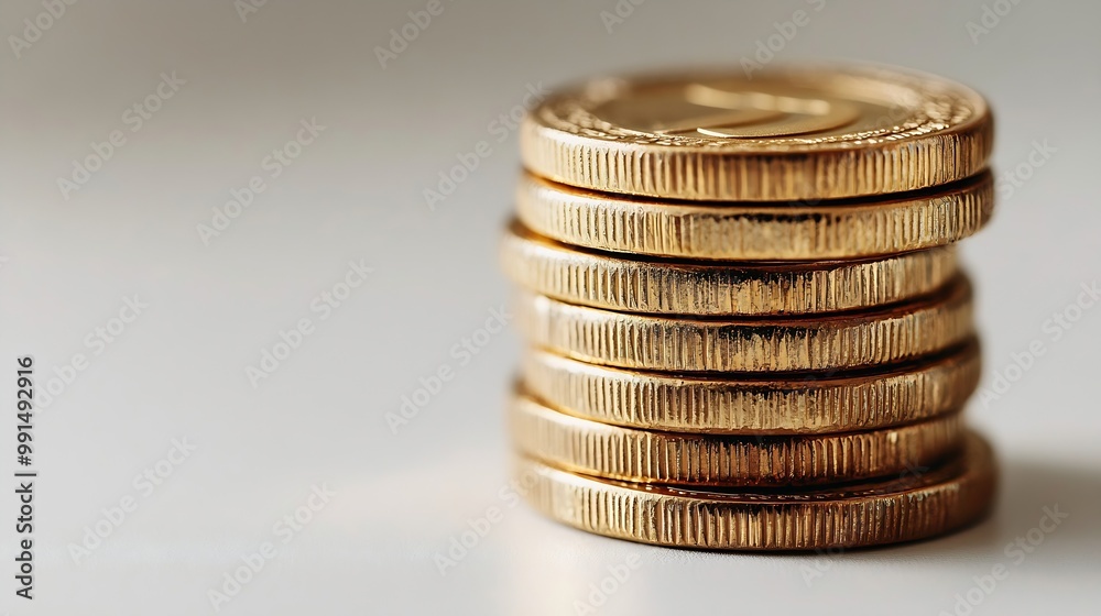 Stacked coins on white background Investment concept : Generative AI Stacked coins on white background Investment concept : Generative AI