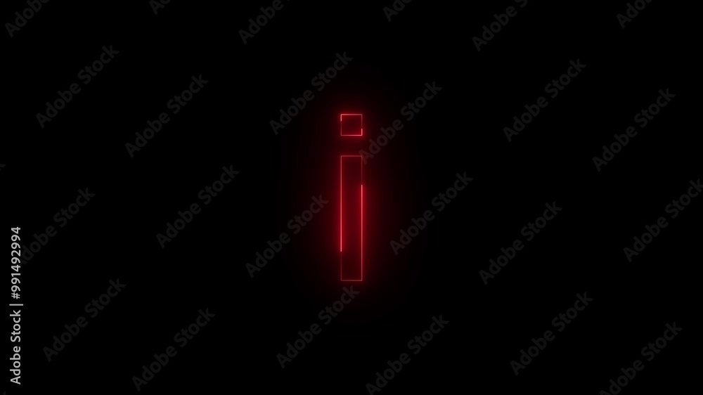 Neon info i icon red glowing black background animation Neon info i icon red glowing black background animation