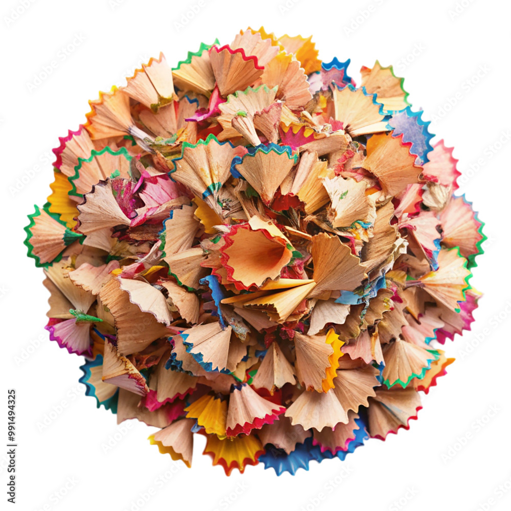 Color pencil shavings top view Isolated on transparent background. Color pencil shavings top view Isolated on transparent background.