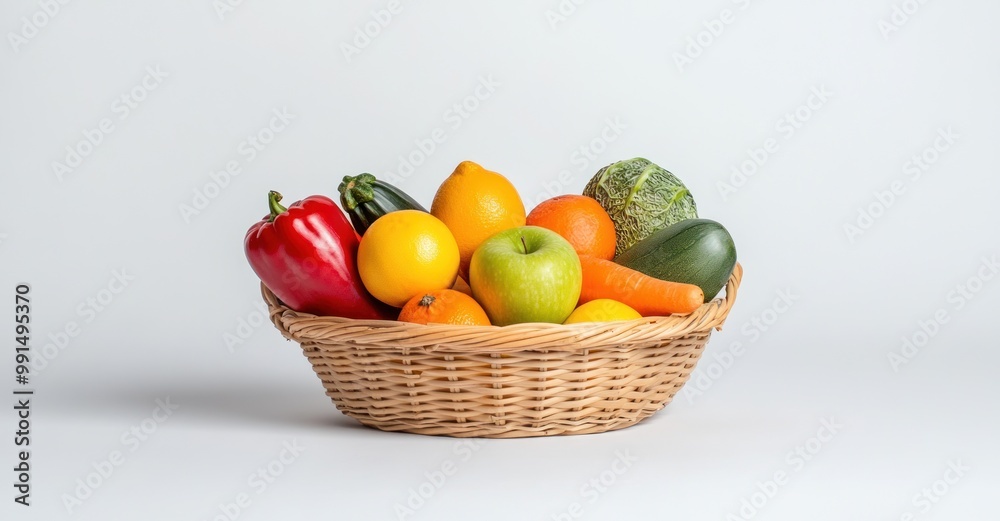 Fresh Fruits and Vegetables in a Basket Fresh Fruits and Vegetables in a Basket