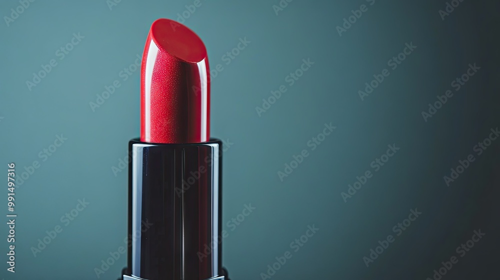 Close-up of a lipstick being twisted up from its case with a minimal background for ample copy space Close-up of a lipstick being twisted up from its case with a minimal background for ample copy space