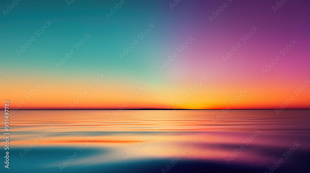 Fototapeta premium Gorgeous sky and ocean with gradient colors, background illustration