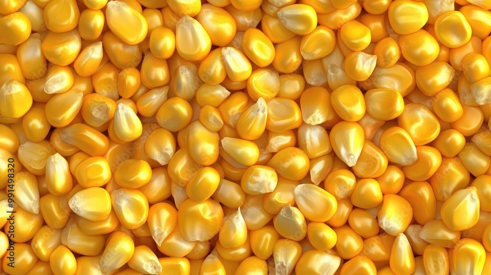 Tileable texture of vibrant yellow corn kernels, offering a seamless and repeatable food-themed design Tileable texture of vibrant yellow corn kernels, offering a seamless and repeatable food-themed design