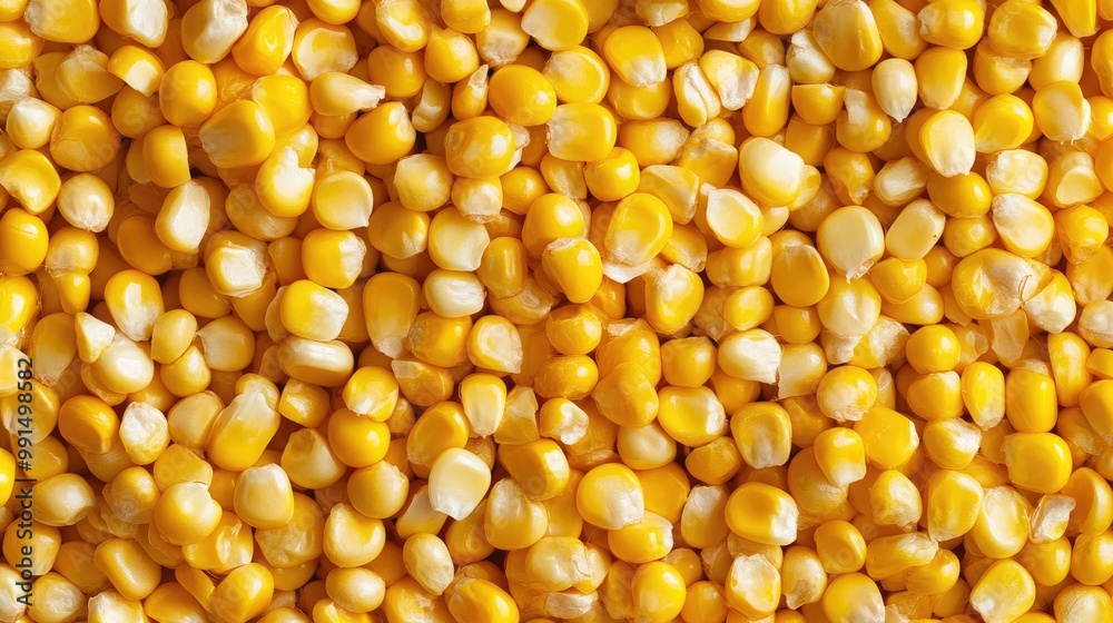 Tileable texture of vibrant yellow corn kernels, offering a seamless and repeatable food-themed design Tileable texture of vibrant yellow corn kernels, offering a seamless and repeatable food-themed design