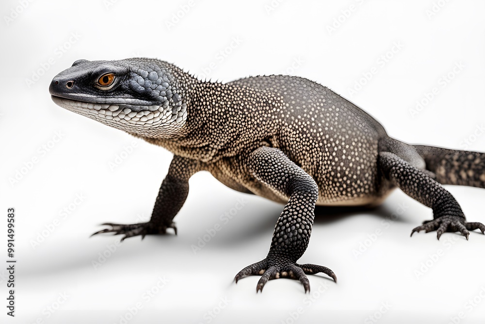 Obraz premium Black throat monitor on white background, Ai Generated
