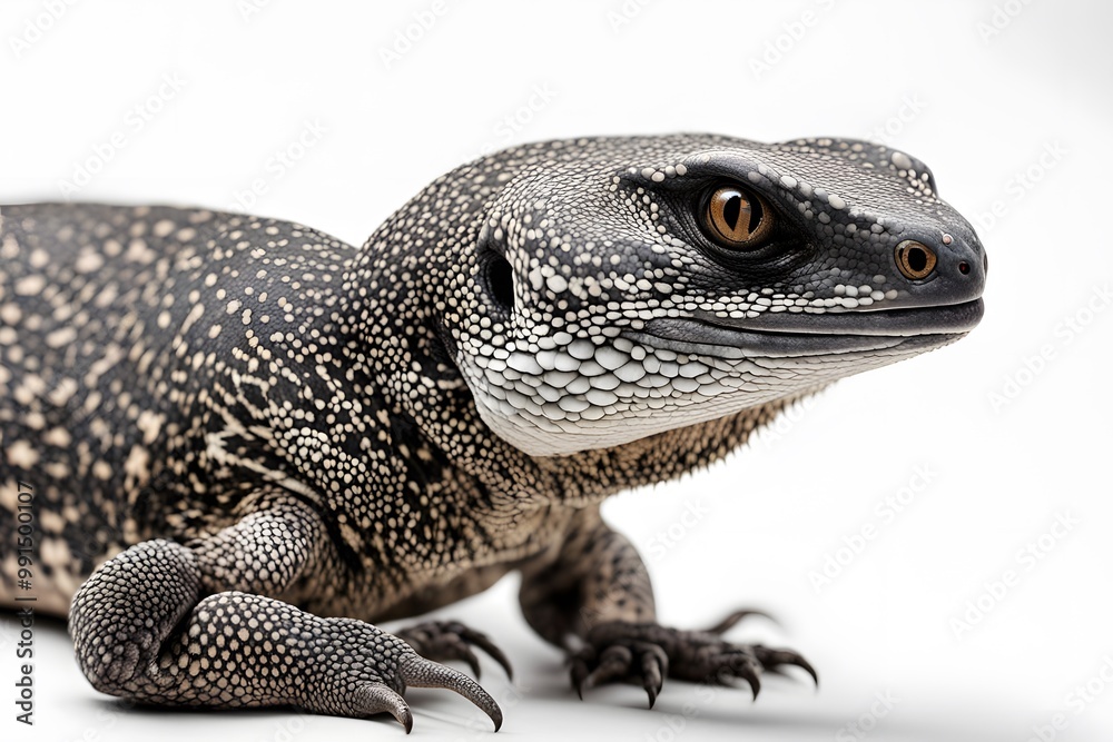 Obraz premium Black throat monitor on white background, Ai Generated