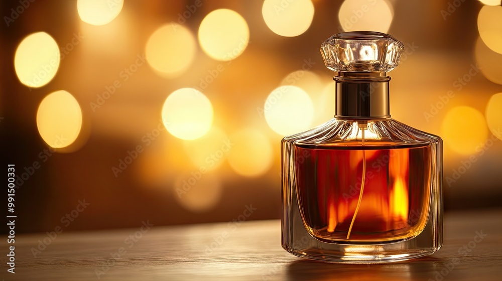Close-up of a perfume bottle with a high-contrast label, with a blurred background providing ample room for text. Close-up of a perfume bottle with a high-contrast label, with a blurred background providing ample room for text.
