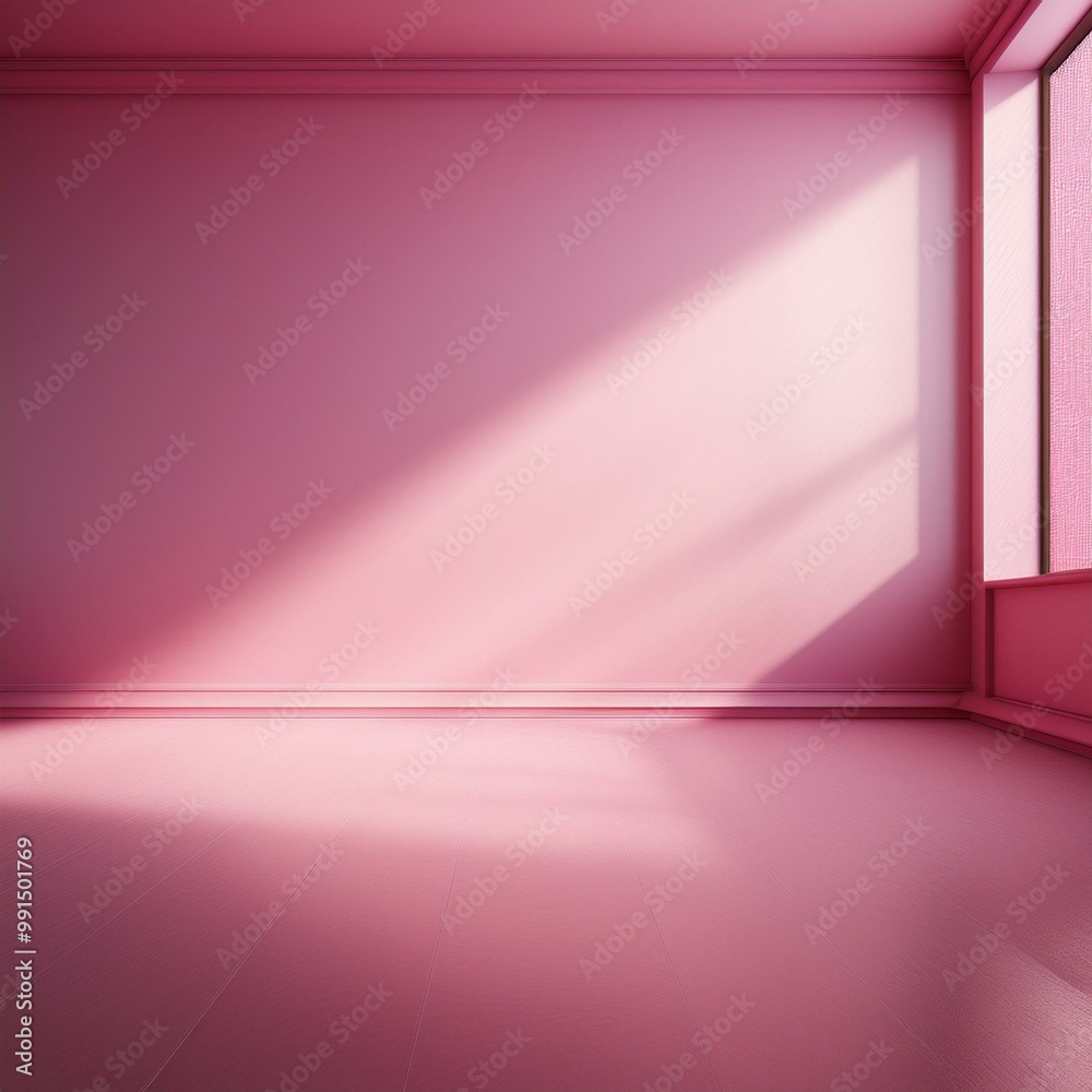 Beautiful original background image of an empty space in pink tones with a play of light and shadow on the wall and floor for design or creative work. Beautiful original background image of an empty space in pink tones with a play of light and shadow on the wall and floor for design or creative work.