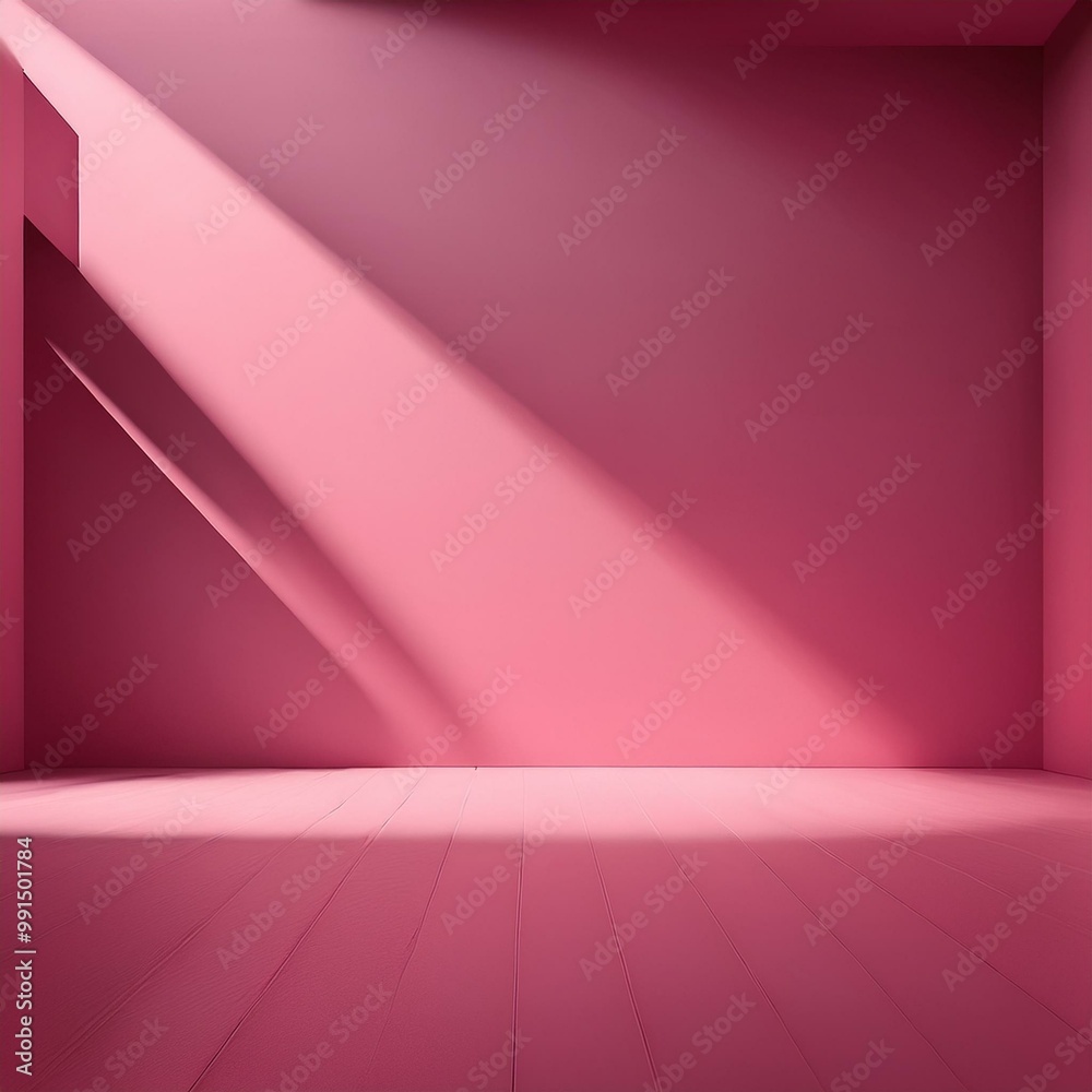 Beautiful original background image of an empty space in pink tones with a play of light and shadow on the wall and floor for design or creative work. Beautiful original background image of an empty space in pink tones with a play of light and shadow on the wall and floor for design or creative work.
