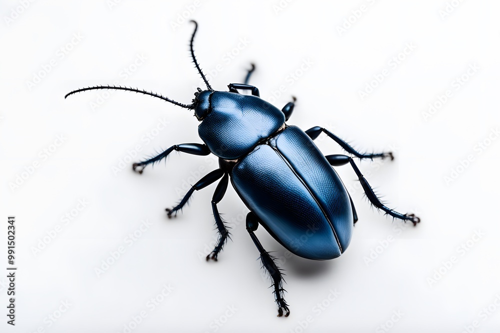 Blue death feigning beetle on white background, AI Generated Blue death feigning beetle on white background, AI Generated