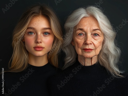 Contrasting faces of youth and aging: a study in time and beauty