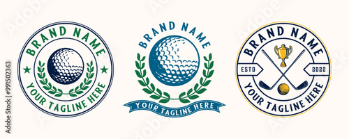 vintage golf logo. golf stick and golf ball ornament decoration vintage style for golf sport.