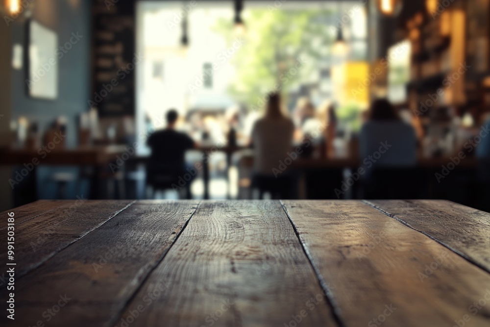 Rustic Wooden Table Top in a Cafe Rustic Wooden Table Top in a Cafe