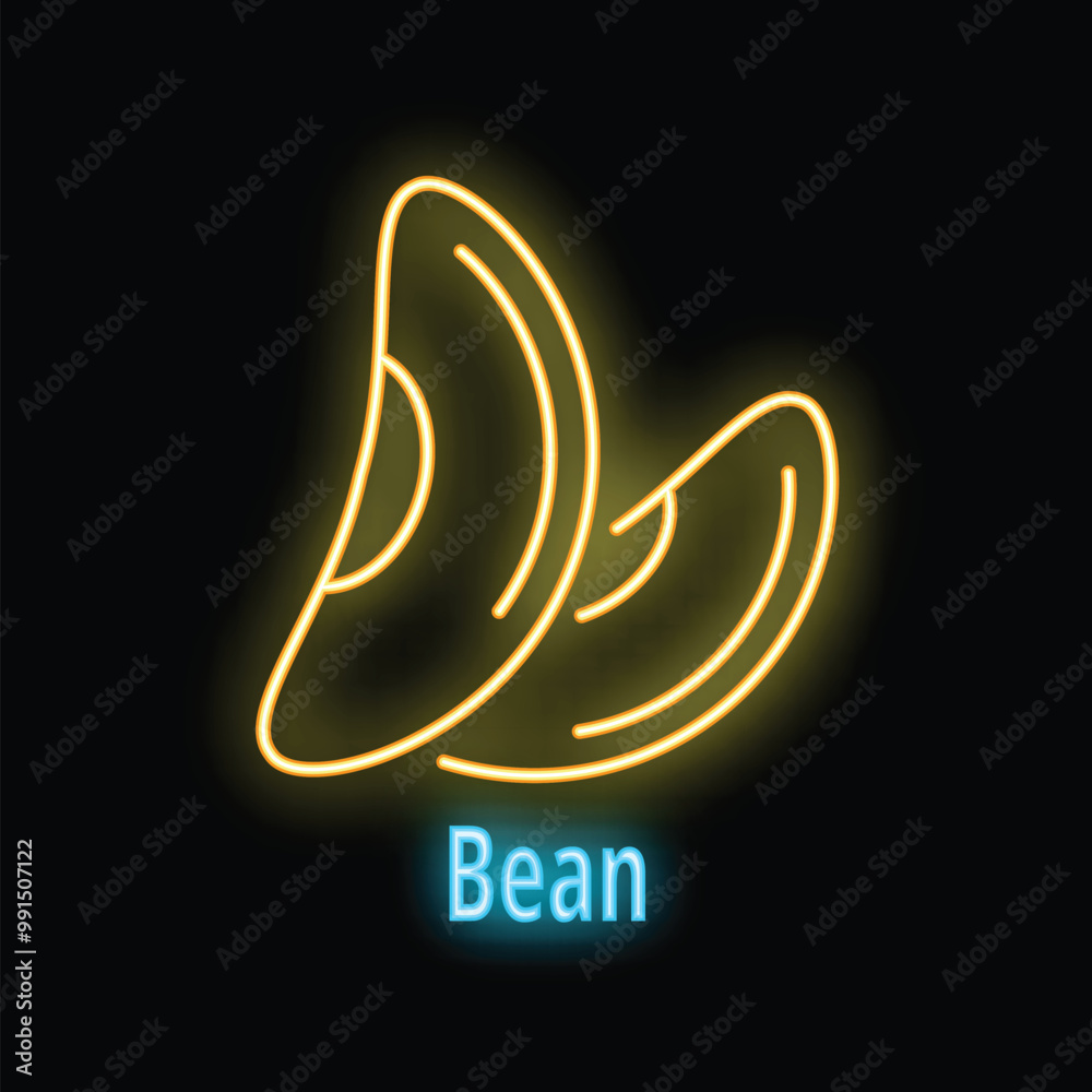 Glowing neon line beans icon isolated on black background Glowing neon line beans icon isolated on black background