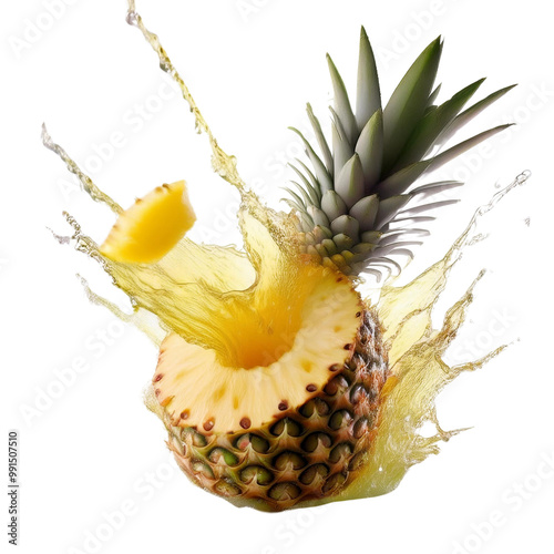 pineapple with water splash