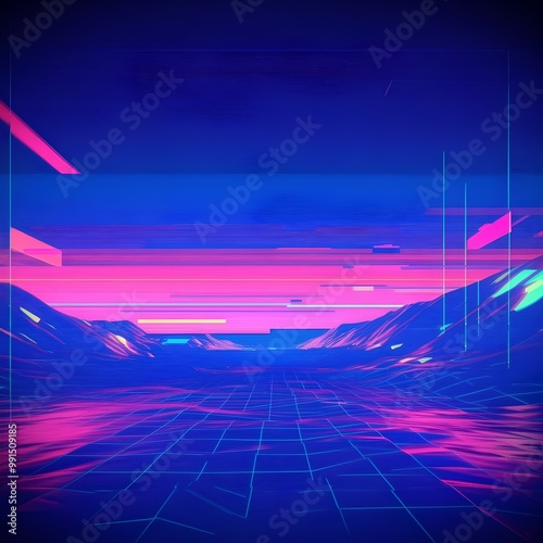 Abstract Matrix Background in Purple and Blue Colors photo