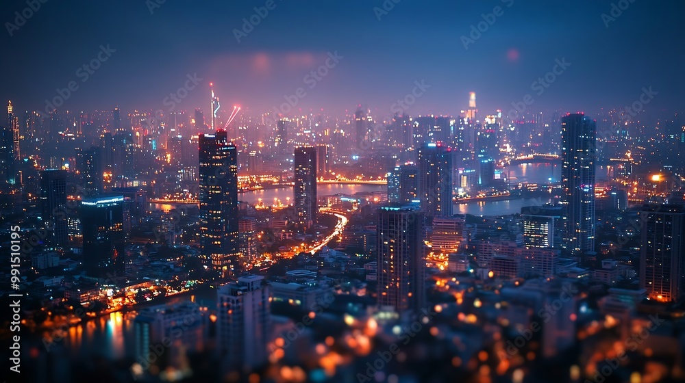 Smart city dot point connect with gradient line connection technology metaverse concept Bangkok Thailand night city banner with big data : Generative AI Smart city dot point connect with gradient line connection technology metaverse concept Bangkok Thailand night city banner with big data : Generative AI