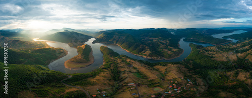 The sunset above Arda river Bulgaria photo