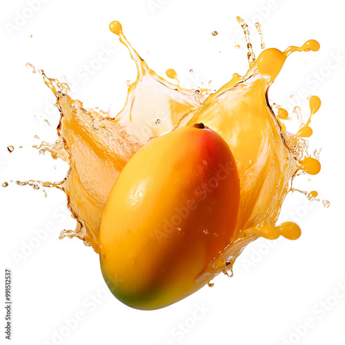 Mango juice splash in water