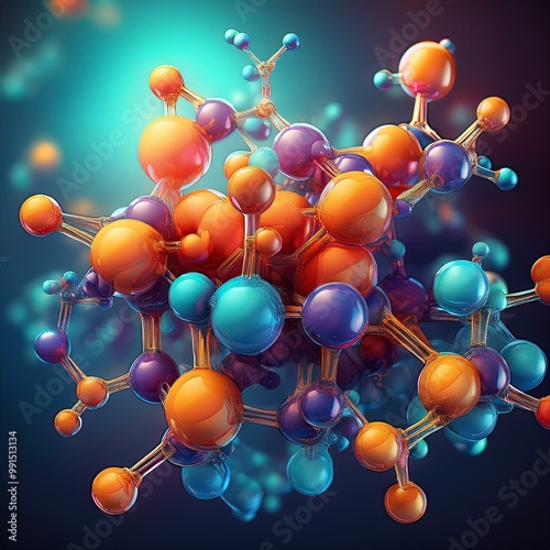 Clindamycin blend, structural chemical formula, molecular visualization model, individual antibiotic representation photo