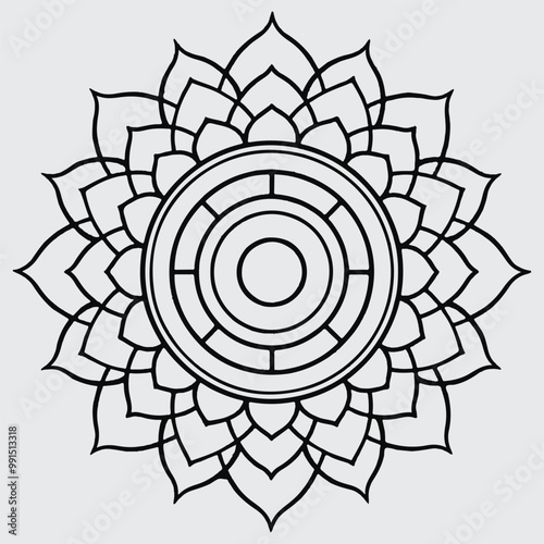 attractive and simple mandala design for coloring book, relaxing and simple mandala art. 