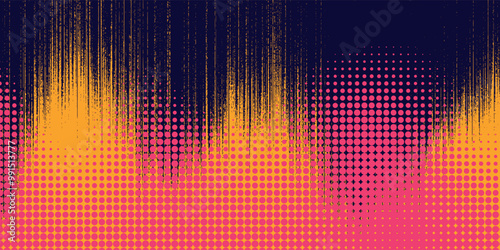 Orange and magenta retro comic pop art background with dots, cartoon halftone background vector illustration eps10