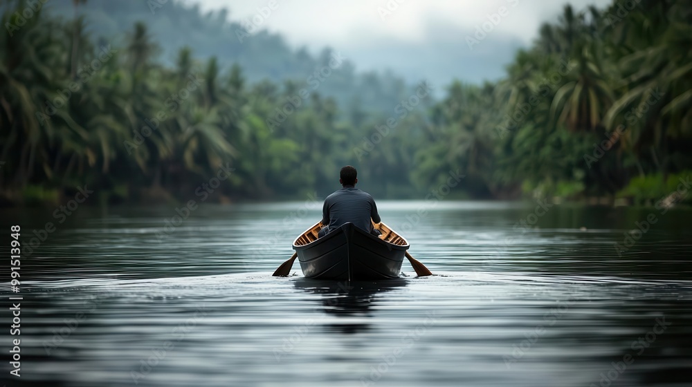 Locals enjoying a boat ride along a scenic river, River Ride, Peaceful experience Locals enjoying a boat ride along a scenic river, River Ride, Peaceful experience