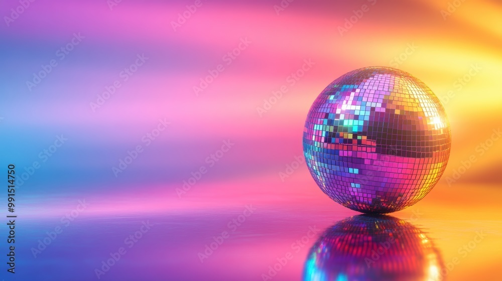 Colorful disco ball reflecting light on a vibrant background. Colorful disco ball reflecting light on a vibrant background.