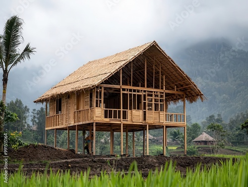 Locals building a traditional house using age-old methods, Traditional Building, Cultural heritage